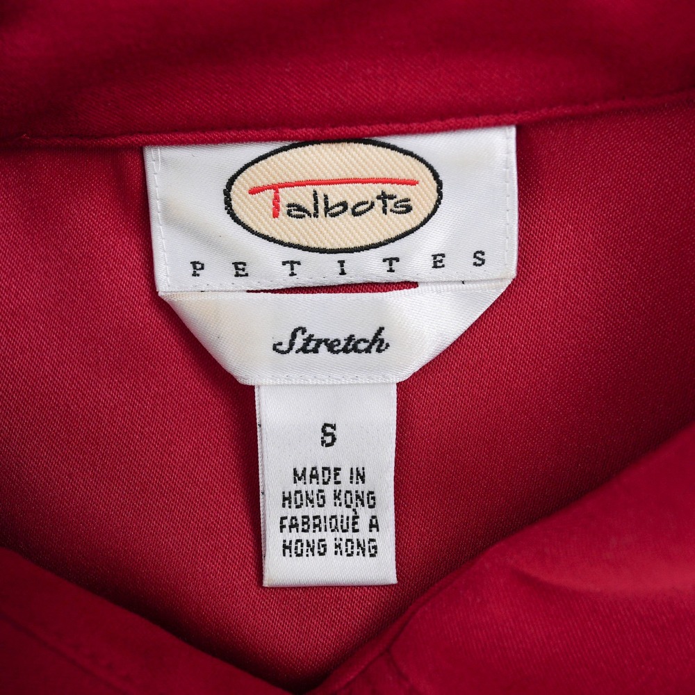Talbots Petites Stretch Shirt Women Small Red Button Up Long Sleeve Blouse - Picture 7 of 10